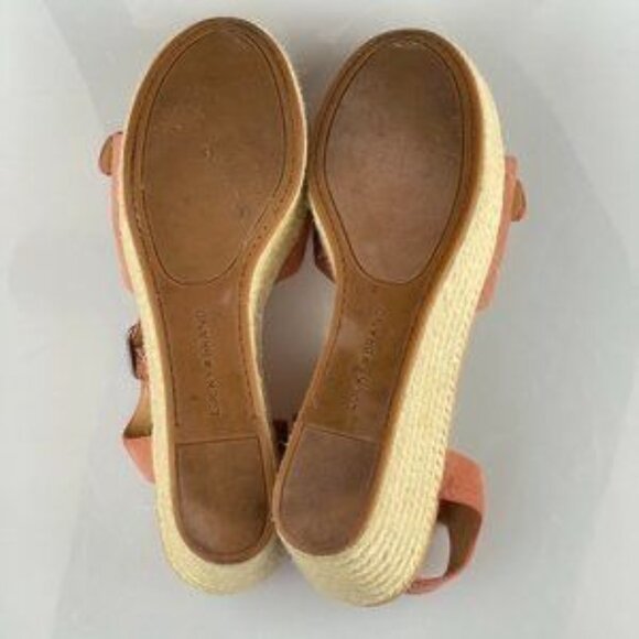 Lucky Brand Womens Orange Platform Wedge Sandals Size 10M Leather Upper Adjustab - Picture 4 of 11